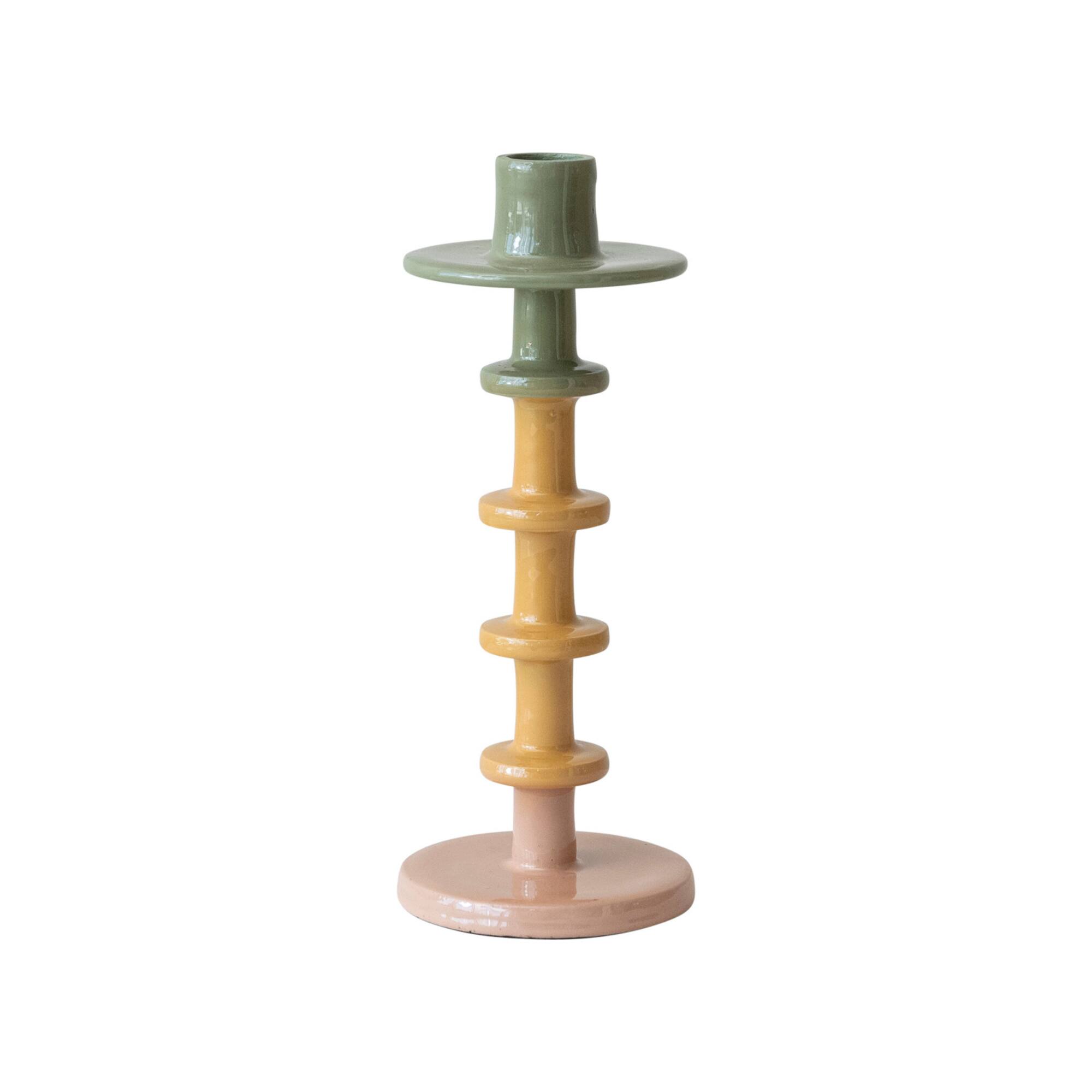 Hello Honey® 9" Enameled Decorative Metal Taper Candle Holder